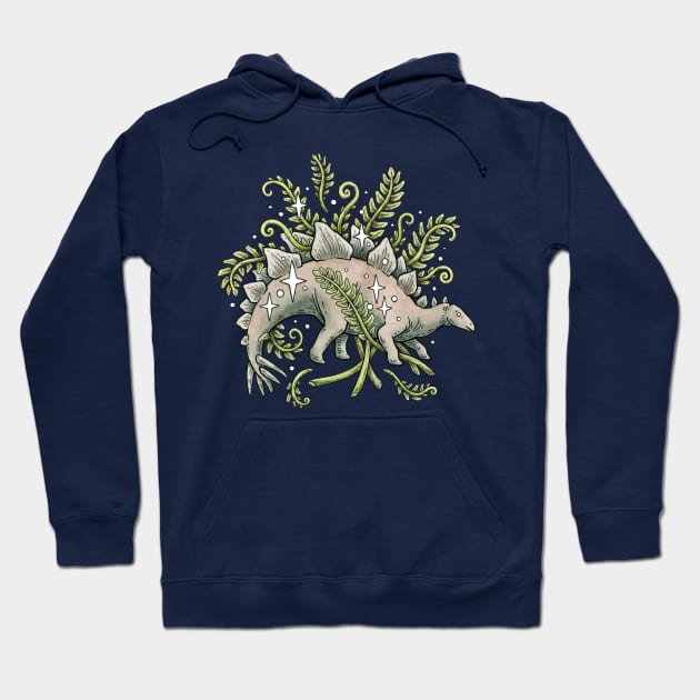 Stegosaurus + Ferns Botanical Dinosaur Hoodie by OMEGAFAUNA